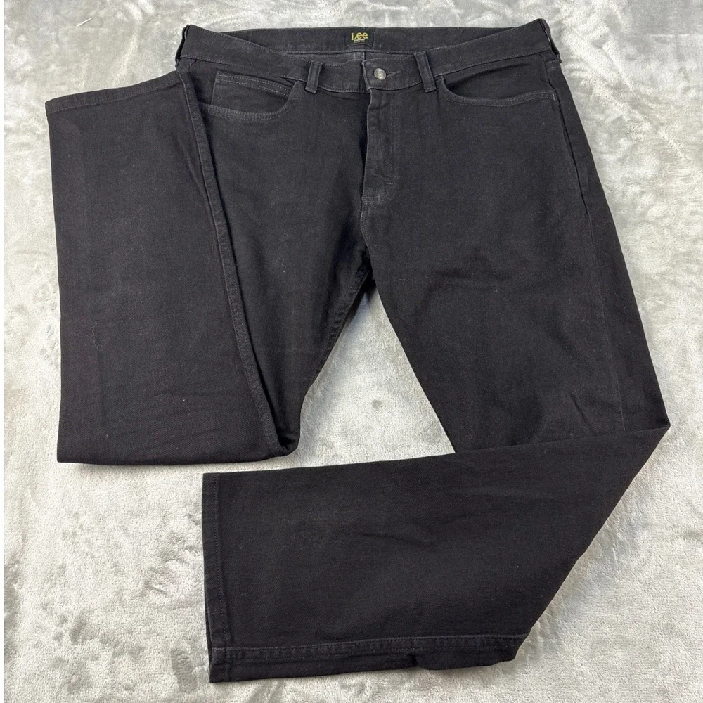 Lee Jeans Mens 36x30 Dungarees Slim Fit Black Stretch Denim EUC